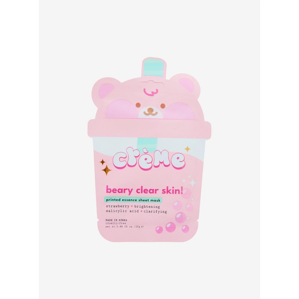 The Crème Shop Beary Clear Skin Sheet Face Mask Strawberry Salicylic Acid 2 New
